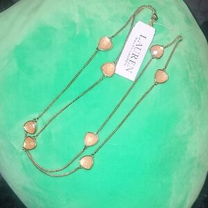 Ralph Lauren Gold and Peach Necklace